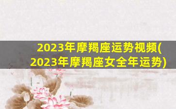 2023年摩羯座运势视频(2023年摩羯座女全年运势)